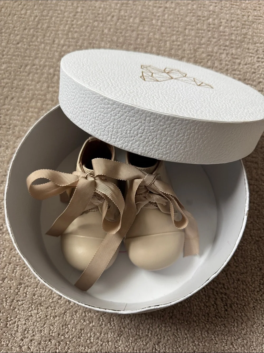 Beige Baby Walker Ribbon Lace-Up Boots